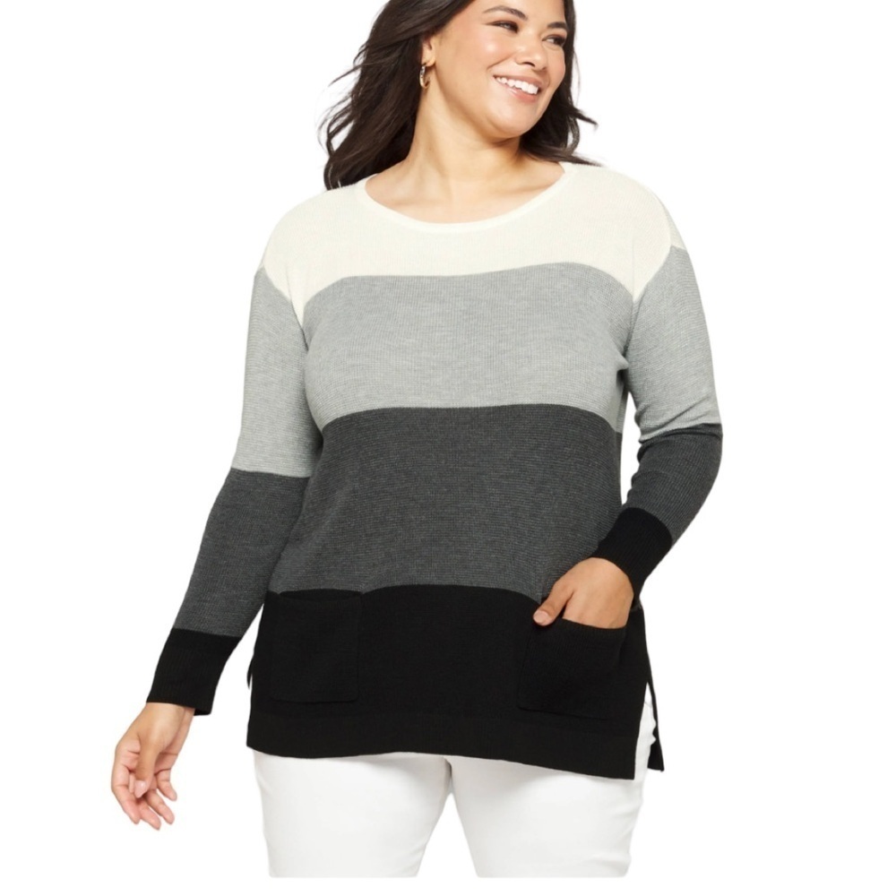 Vince Camuto Colorblock Striped Pocket Sweater NWT Size XXL